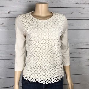 J. Crew layered eyelet 3/4 sleeve S